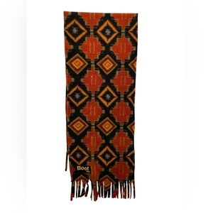 Book Gear Geometric Patterned Orange and Black Scarf OS